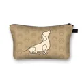 Dachshund pattern cosmetic bag with paw prints background and minimalist dog design - Minimalist Line Dachshund with Full Paw Print Background (2)