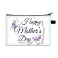 Λευκό υφασμάτινο νεσεσέρ με τύπωμα Happy Mother's Day και μοβ πεταλούδες - Στυλ 15 (Λευκό Μοβ Πεταλούδα)