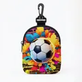 Porte-monnaie en polyester à motif football avec mousqueton et fermeture éclair - Ovale 09