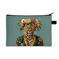 Modische Leoparden-Tasche mit künstlerischem Jaguar im grünen Blumenanzug - Stil 06