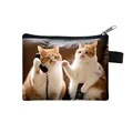 Mini cat coin purse featuring orange white kittens calling on a brown sofa graphic - Ginger White Cat Watching TV Style (11)