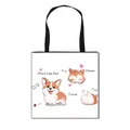 Sac fourre-tout en toile avec motifs de chiens Corgi mignons et anses noires - Corgi Blanc Plusieurs Poses