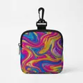 Draagbare hondensnacktas met neonvloeistofpatroon en handige zwarte karabijnhaak - Abstracte Vloeibare Kunst / Vierkant
