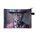 Modische Leopard-Illustration Tasche mit Anzug-Leopard-Print und schwarzem Tragegriff - Stil 07