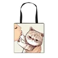 Polyester tote bag featuring a charming kitten art illustration with black handles - Exotic Shorthair Humorous Illustration Style (12)