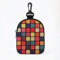 Draagbare hondensnoepjes tas met kleurrijk geometrisch patroon en ophangclip - Veelkleurig Vierkant Rooster / Ovaal