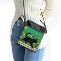 Bolso bandolera con ilustración de gato negro y piano y correa ajustable larga - Estilo Hierba Teclas de Piano Gato Negro