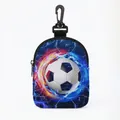 Porte-monnaie en polyester imprimé football 2026 avec fermeture éclair et mousqueton - Ovale 11