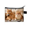 Mini cat coin purse featuring orange cats on sofa print with zipper and side loop - Ginger Cats TV Close-up Style (17)