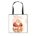 Sac cabas en toile rose avec motifs de chiens corgi mignons et gâteau aux fraises - Corgi Rose Clair et Gâteau