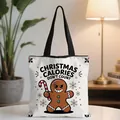 Christmas canvas tote bag with gingerbread man print and festive typography design - Funny Gingerbread Man Print (14)
