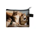 Cute cartoon cat coin purse with funny cats on sofa print and zipper closure - Two Ginger Cats Sofa Remote Style (18)