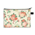 Borsa per cosmetici floreale con stampa di rose vintage e cerniera nera sicura - Rosa Vintage (1)