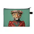 Moderner Leoparden-Beutel mit Blumenkrone-Grafik und großem Reißverschlussfach - Stil 12