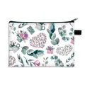 Borsa trucco floreale con motivi ad acquerello, foglie a cuore e zip nera superiore - Pianta in Vaso Floreale Acquerello (2)