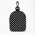 Draagbare hondensnacktas met zwart-wit stippenpatroon en draaibare riemclip voor riem - Zwart Wit Polkadot / Ovaal