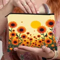 Handheld sunflower cosmetic bag showing large capacity with vibrant floral sunset print - Sunflower and Sunset Art (16)