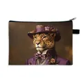 Schicke Tasche mit Leopardenmuster, lila Anzug-Motiv und sicherem Reißverschluss - Stil 14