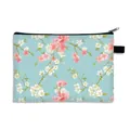 Beauty case floreale azzurro con stampe di fiori di ciliegio e cerniera nera - Fiori di Ciliegio Blu Chiaro (4)