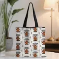 Christmas gingerbread man tote bag with Christmas Calories Don't Count print - Off-white Repeating Gingerbread Man (05)