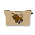 Brown Dachshund cartoon storage bag with DACHSHUND text and black zipper closure - All You Need Is a LONG DOG Dachshund Illustration (17)