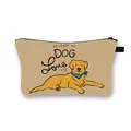 Golden Retriever dog printed makeup bag with 'At Least My Dog Loves Me' text design - Golden Retriever Illustration with AT LEAST MY DOG Loves ME Text (19)