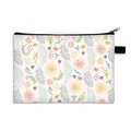 Floral makeup bag featuring pink flowers and butterflies on a cream white canvas fabric - Beige Floral Butterfly (7)