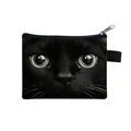 Mini zippered coin purse featuring a realistic black cat face print and metal zipper - Close-up Black Cat Face Style (26)