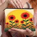 Borsa da trucco con motivo a girasole, design floreale e pratica chiusura a zip - Girasole a Luce Solare Radiosa (10)