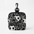 Porte-monnaie graffiti football en polyester avec mousqueton et fermeture éclair - Carré 15