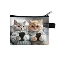 Cute cat print mini coin purse with gray and orange kittens wearing sweaters - Cats In Sweaters With Phone Style (28)