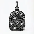 Porte-monnaie football en polyester style graffiti noir et blanc avec crochet - Ovale 15