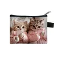 Cute mini cat coin purse with ginger and tabby cats wearing pink sweaters and zippers - Cats In Cable Knit Sweaters Remote Style (30)