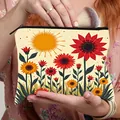 Portable sunflower canvas cosmetic bag with zipper and floral patterns for women - Summer Pastoral Sunflower (15)