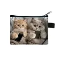 Mini cat coin purse in white with orange and grey cats wearing sweaters variant - Cats In Bed With Phone Style (31)