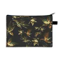 Floral makeup bag featuring realistic dark maple leaf patterns and zipper closure - Dark Maple Leaf (12)