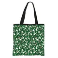Floral canvas tote bag in dark green featuring pink flower patterns and black straps - Dark Green Pastoral Floral Print