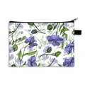 Portable floral makeup bag with purple flower pattern and black zipper closure - Purple Fresh Floral (13)