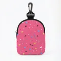 Roze hondensnoepjes tasje met geometrische prints en zwarte plastic ophanghaak - Memphis Roze Geometrisch / Ovaal