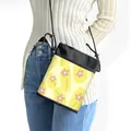 Mini floral phone crossbody bag with yellow print and adjustable black shoulder strap - Light Yellow with Pink Flowers (01)