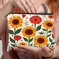 Sunflower pattern makeup bag with zipper being held by a model putting in brushes - High Saturation Sunflower (03)