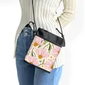 Floral mini crossbody phone bag with adjustable strap and pink flower pattern print - Cream Background with Pink Floral (03)