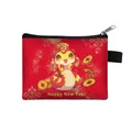 Mini porte-monnaie rouge Année du Serpent 2025 avec motif de serpent de dessin animé mignon - Serpent Bonne Année Rouge (09)