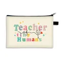 Canvas makeup bag featuring Teacher of tiny Humans print and black zipper detail - Tiny Humans Print (05)