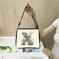 Off-white tote bag featuring a floral capital letter X print and black strap - S / X24 (Letter X)