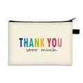 Canvas makeup bag in cream color with Thank You So Much print and black zipper - Thank You Lettering (03)