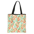 Large capacity tote bag featuring blue and red floral patterns with black straps - Off-white Red Blue Floral Print