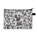 Portable large capacity cosmetic bag with cartoon dog print and durable top handle - Dalmatian Pattern (01)