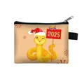 Porte-monnaie zodiaque serpent 2025 avec imprimé serpent au chapeau rouge et zip - Serpent d'Artifice Jaune 2025 (15)