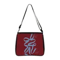 Minimalist red heart underarm bag with blue ribbon graphic and adjustable strap - Large / Red Ribbon Design (15)